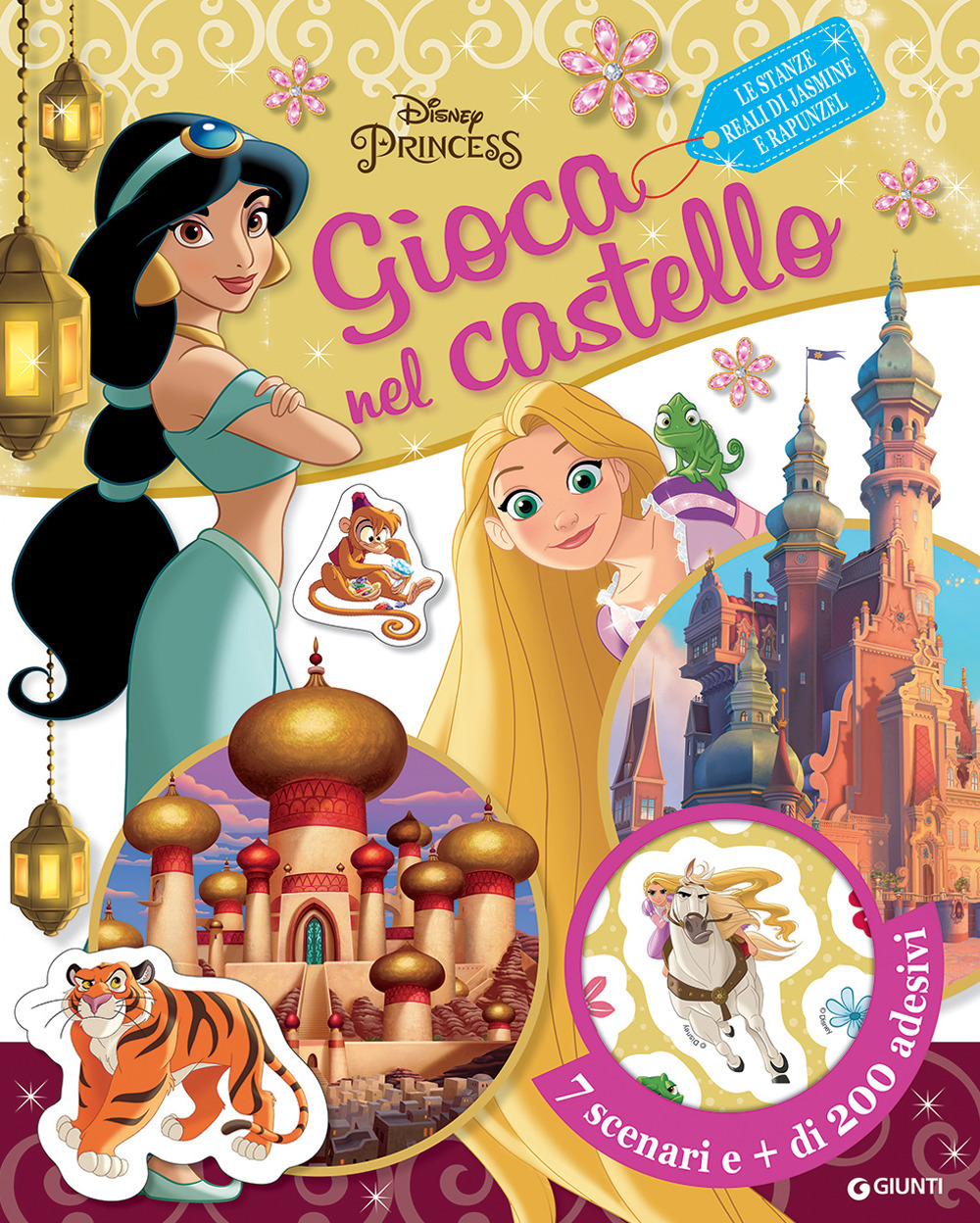 Le stanze reali di Jasmine e Rapunzel. Disney princess. Gioca nel castello. Con adesivi