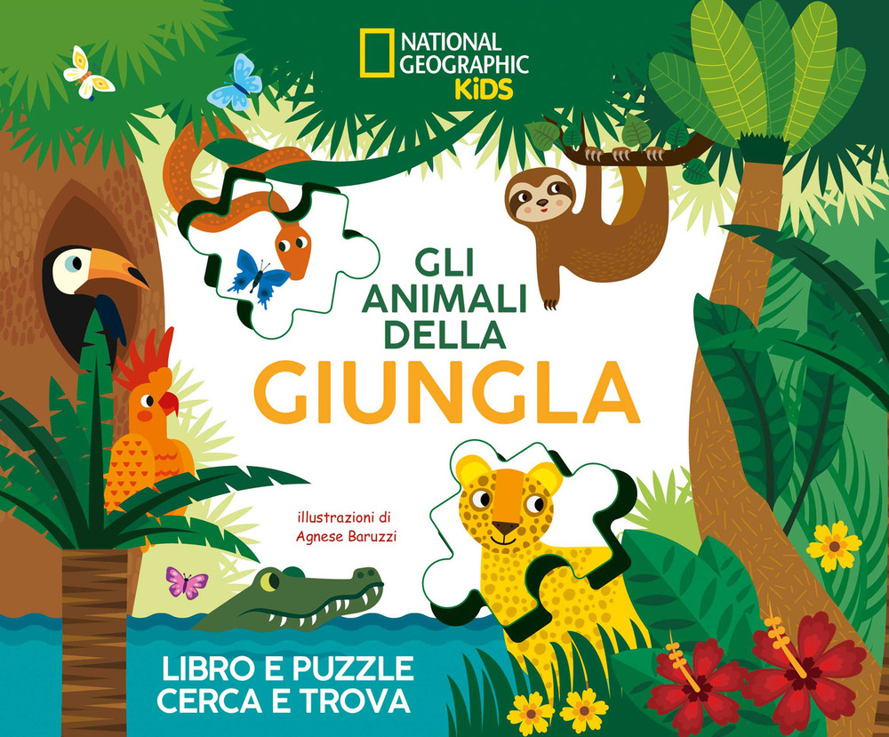Gli animali della giungla. Libro e puzzle cerca e trova. Ediz. a colori. Con puzzle. Con Poster