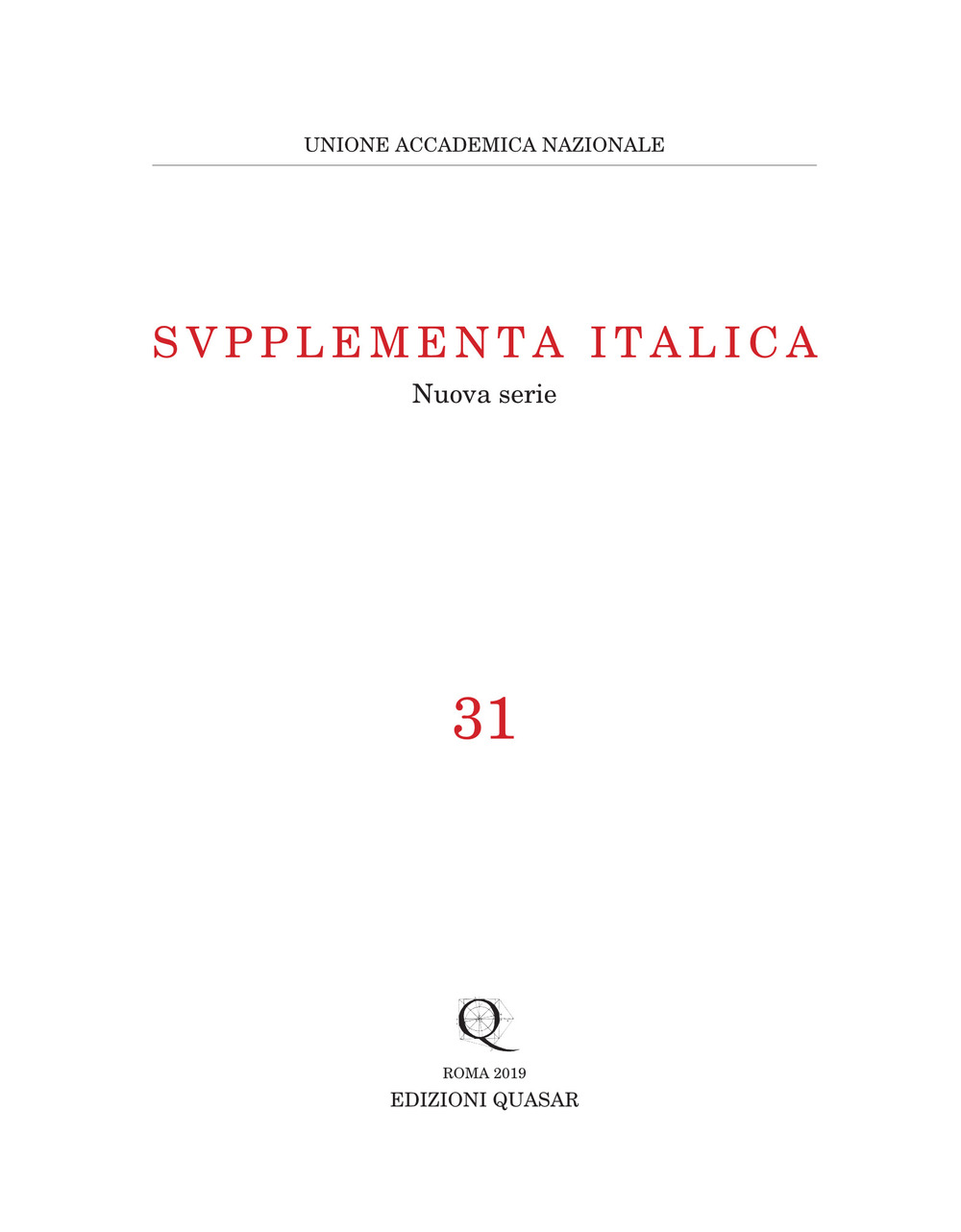 Supplementa Italica. Nuova serie (2019). Vol. 31