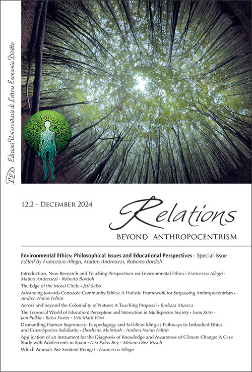 Relations. Beyond anthropocentrism (2024). Vol. 12-2: Environmental Ethics: Philosophical Issues and Educational Perspectives. Special issue