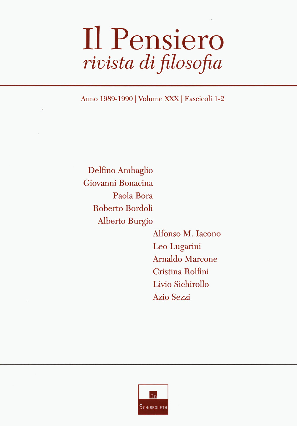 Il pensiero. Rivista di filosofia (1989-1990)