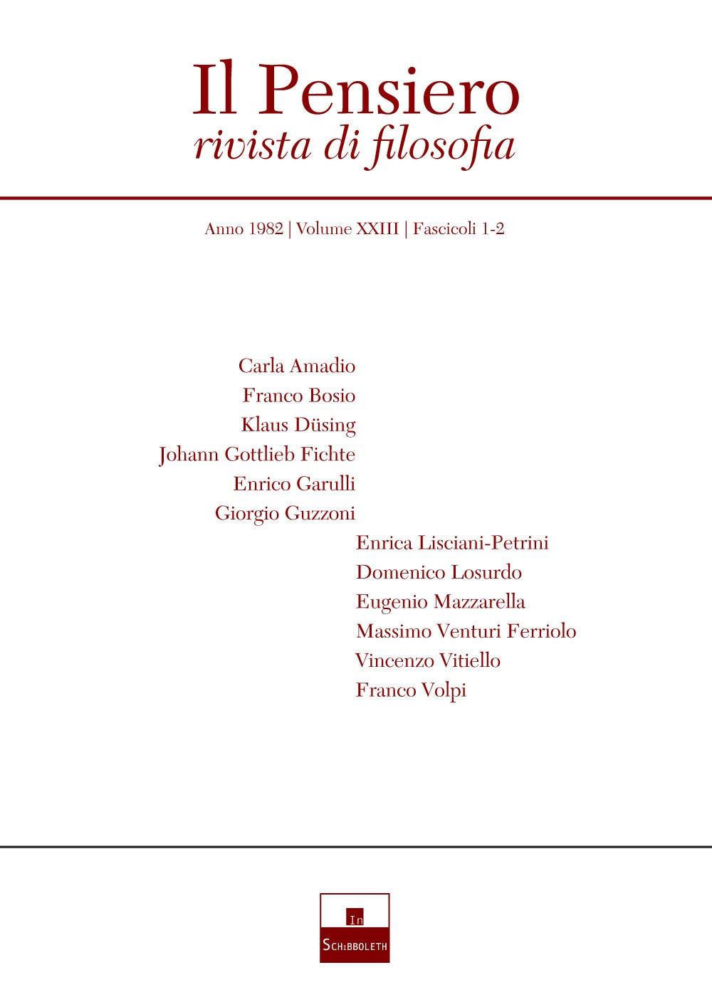 Il pensiero. Rivista di filosofia (1982). Vol. 23/1-2