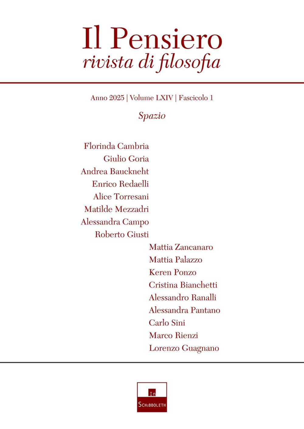 Il pensiero. Rivista di filosofia (2025). Vol. 64: Spazio