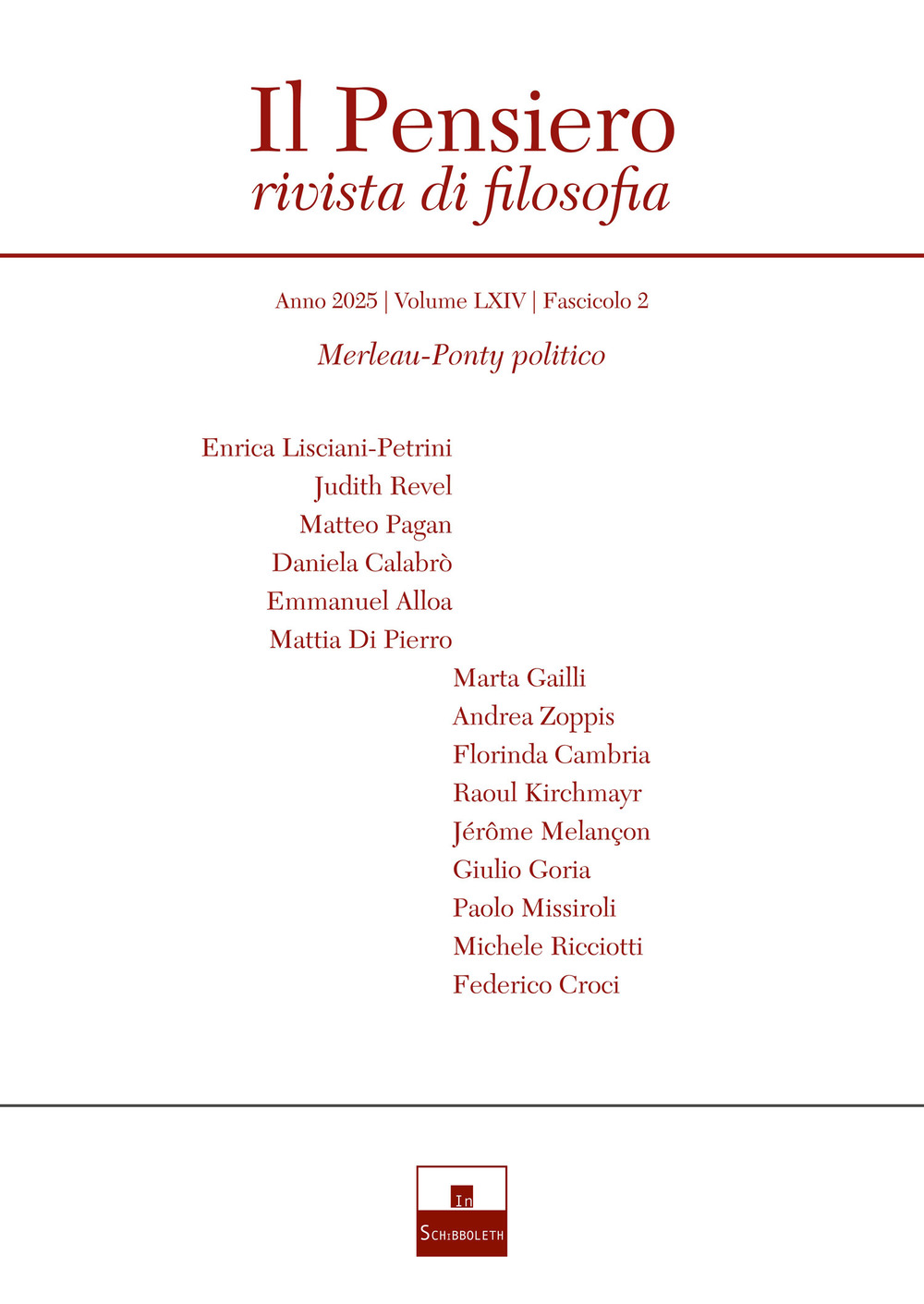 Il pensiero. Rivista di filosofia (2025). Vol. 2: Merleau-Ponty politico