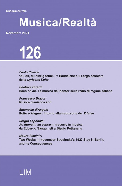 Musica/realtà (2021). Vol. 126