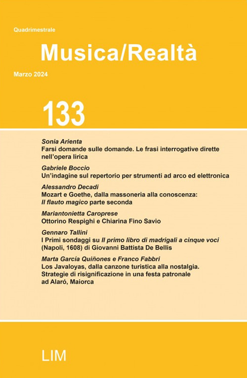Musica/realtà (2024). Vol. 133: Marzo