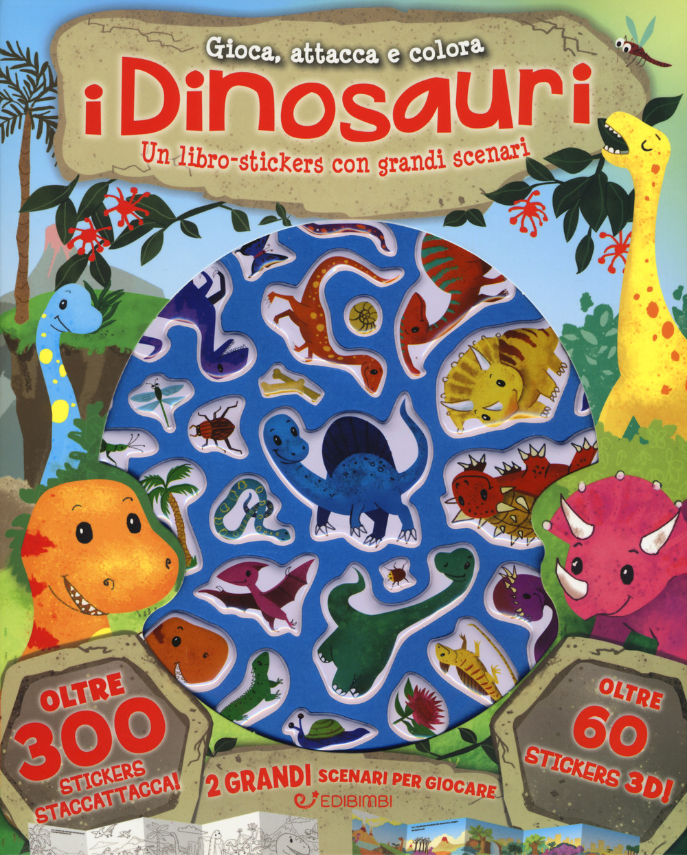 I dinosauri. Gioca attacca e colora. Con adesivi. Ediz. a colori