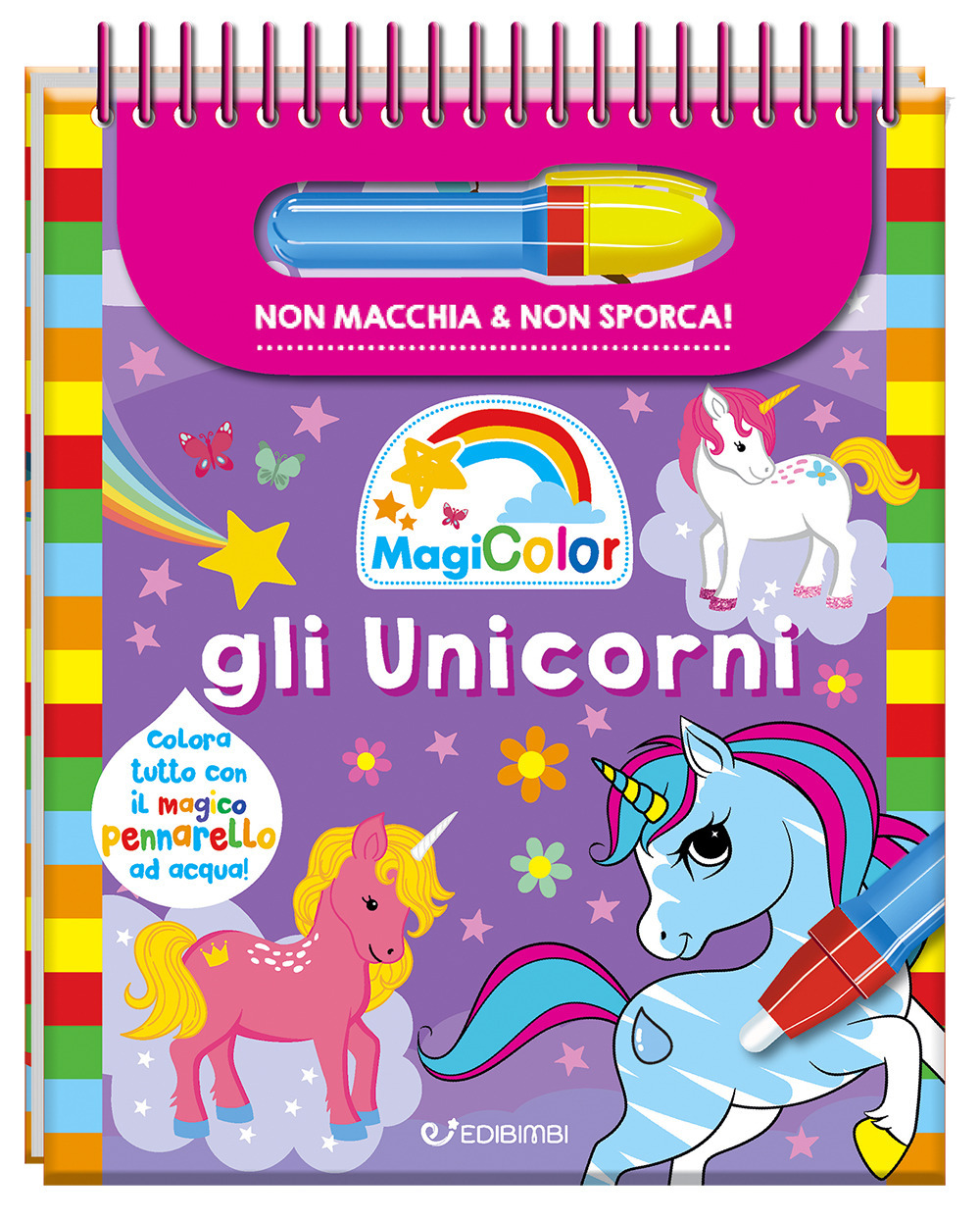 Gli unicorni. Magicolor. Ediz. a spirale. Con il magico pennarello ad acqua