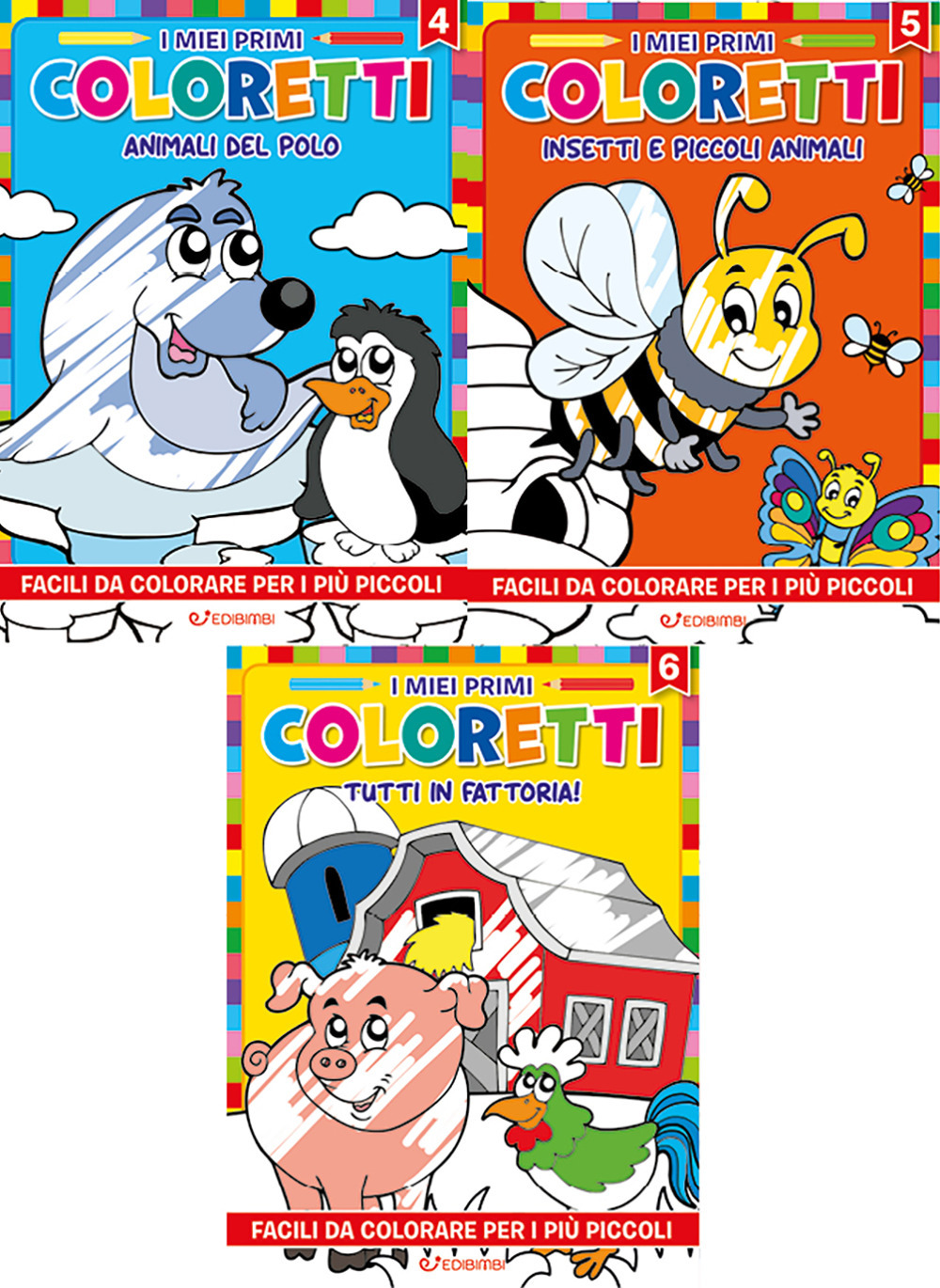 I miei primi coloretti. Ediz. illustrata. Vol. 4-6: Animali del polo-Insetti e piccoli animali-Tutti in fattoria