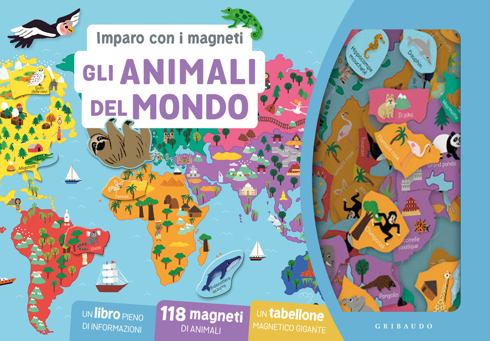 Gli Animali del mondo. Imparo con i magneti. Ediz. a colori. Con 118 magneti. Con tabellone magnetico