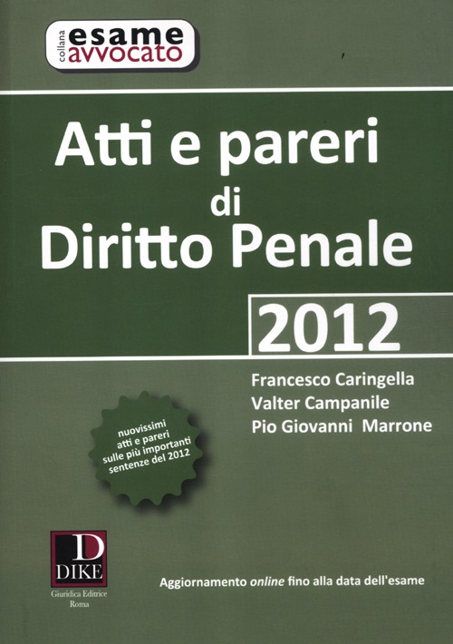 Atti e pareri di diritto penale