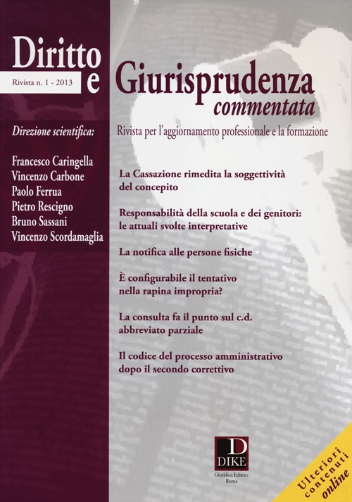 Diritto e giurisprudenza commentata (2013). Vol. 1
