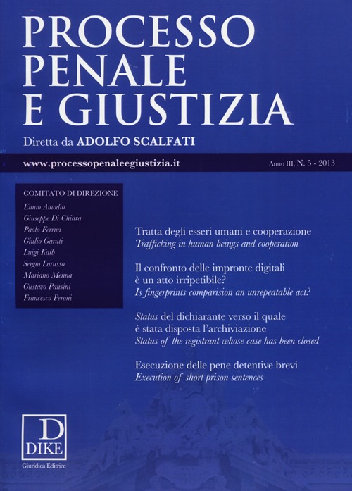 Processo penale e giustizia (2013). Vol. 5