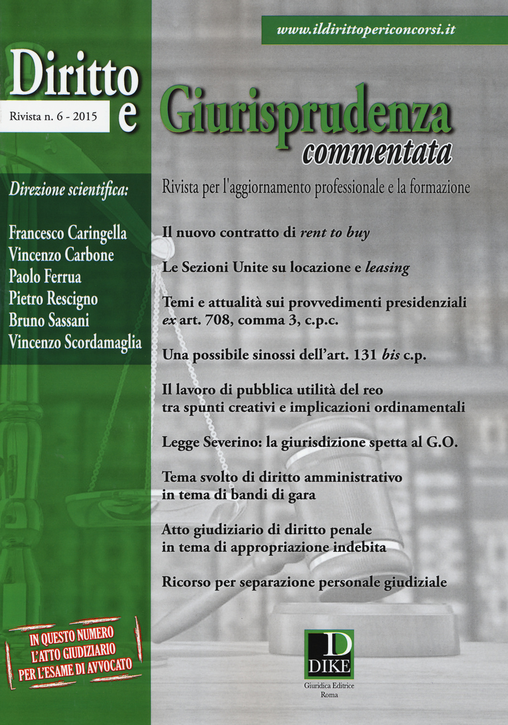 Diritto e giurisprudenza commentata (2015). Vol. 6