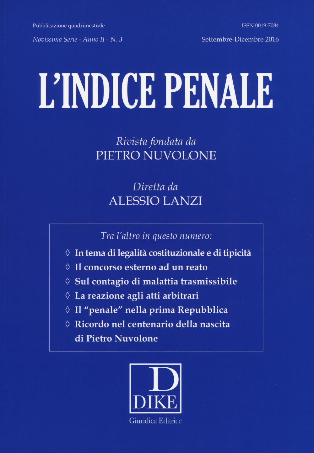 L'indice penale (2016). Vol. 3