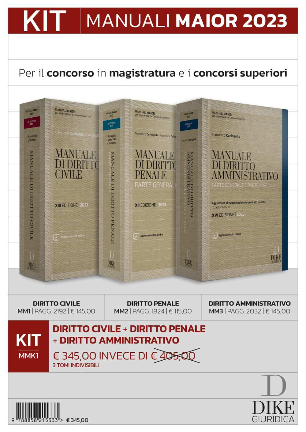 Kit manuali maior 2023: Diritto civile + diritto penale + diritto amministrativo. Con aggiornamento online