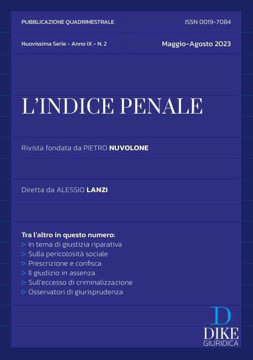 L'indice penale (2023). Vol. 2: Maggio-agosto