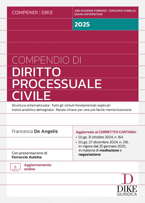 Compendio di diritto processuale civile 2025. Ediz. ridotta. Con aggiornamento online