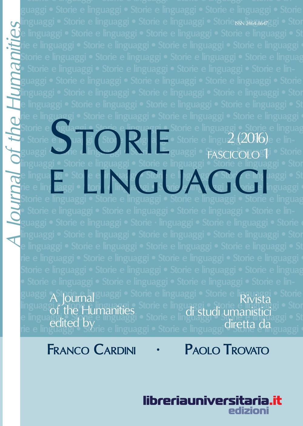 Storie e linguaggi. Rivista di studi umanistici (2016). Vol. 1