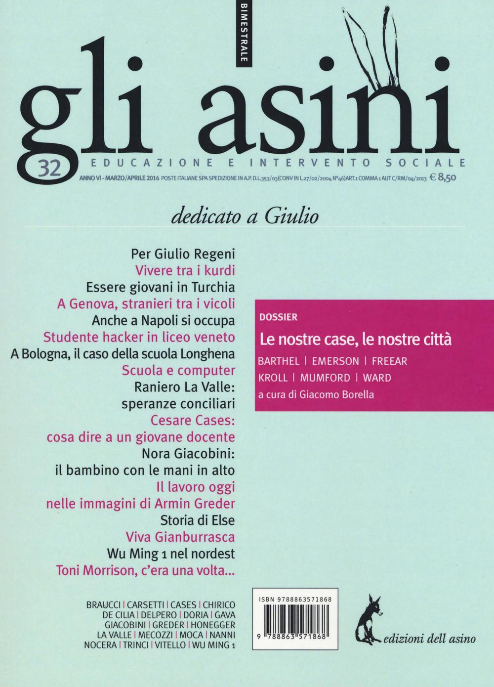 Gli asini. Rivista di educazione e intervento sociale (2016). Vol. 32