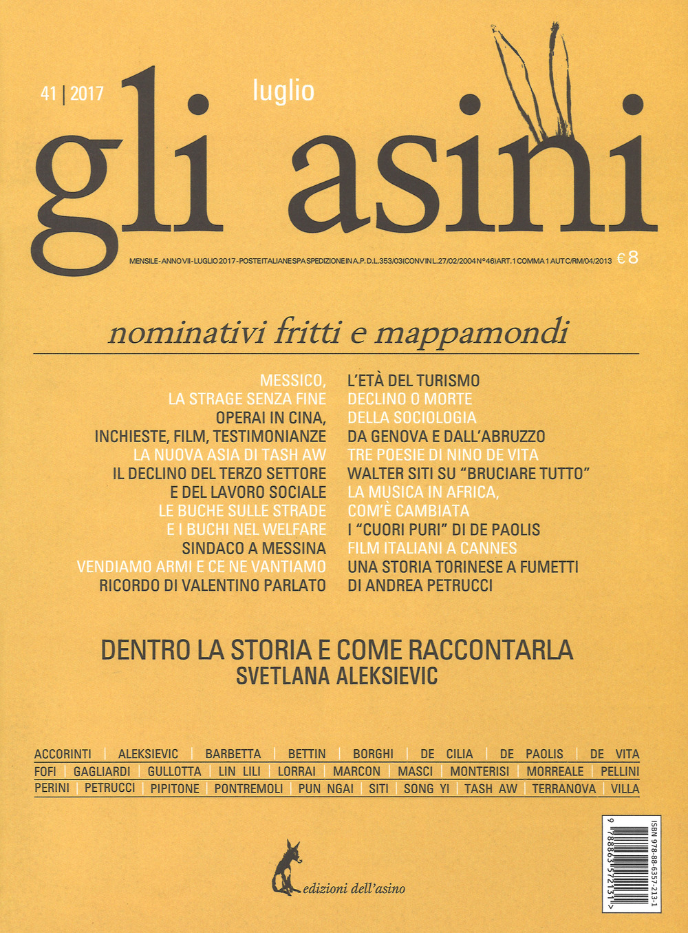 Gli asini. Rivista di educazione e intervento sociale. Vol. 41: Nominativi fritti e mappamondi