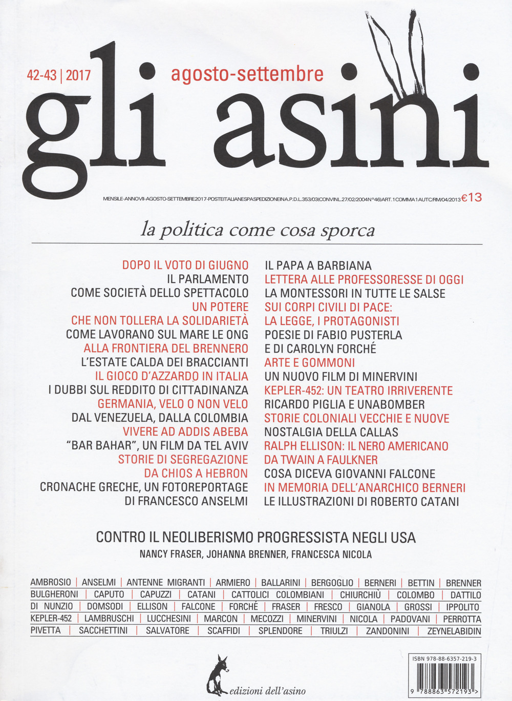 Gli asini. Rivista di educazione e intervento sociale. Vol. 42-43: La politica come cosa sporca