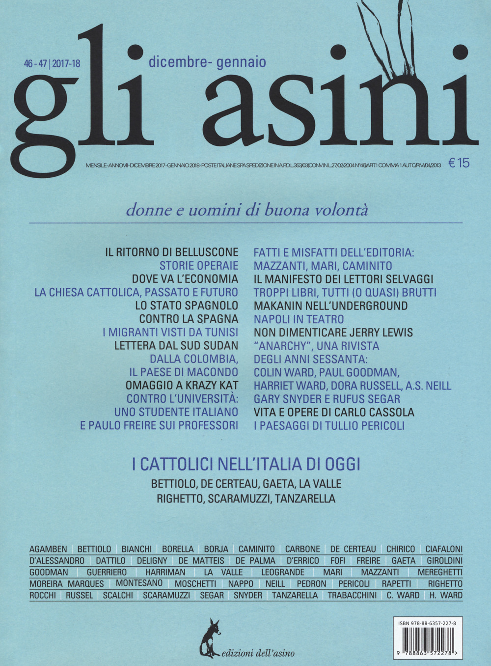 Gli asini. Rivista di educazione e intervento sociale (2017). Vol. 46-47: Donne e uomini di buona volontà (Dicembre-Gennaio)