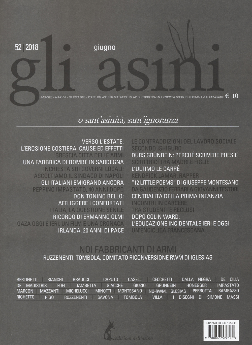 Gli asini. Rivista di educazione e intervento sociale (2018). Vol. 52