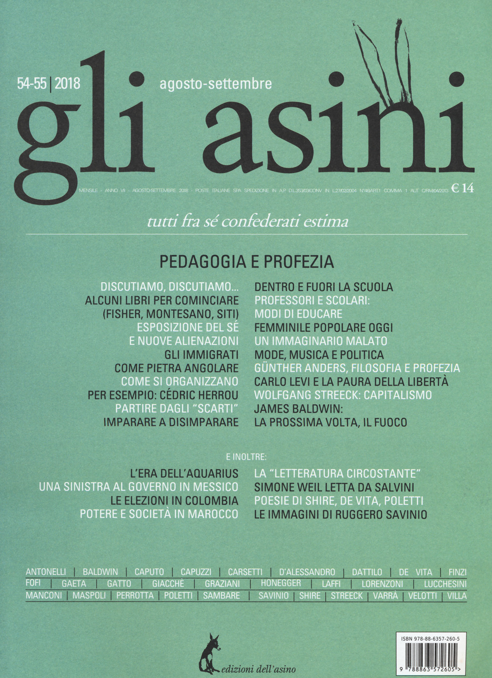 Gli asini. Rivista di educazione e intervento sociale (2018). Vol. 54-55