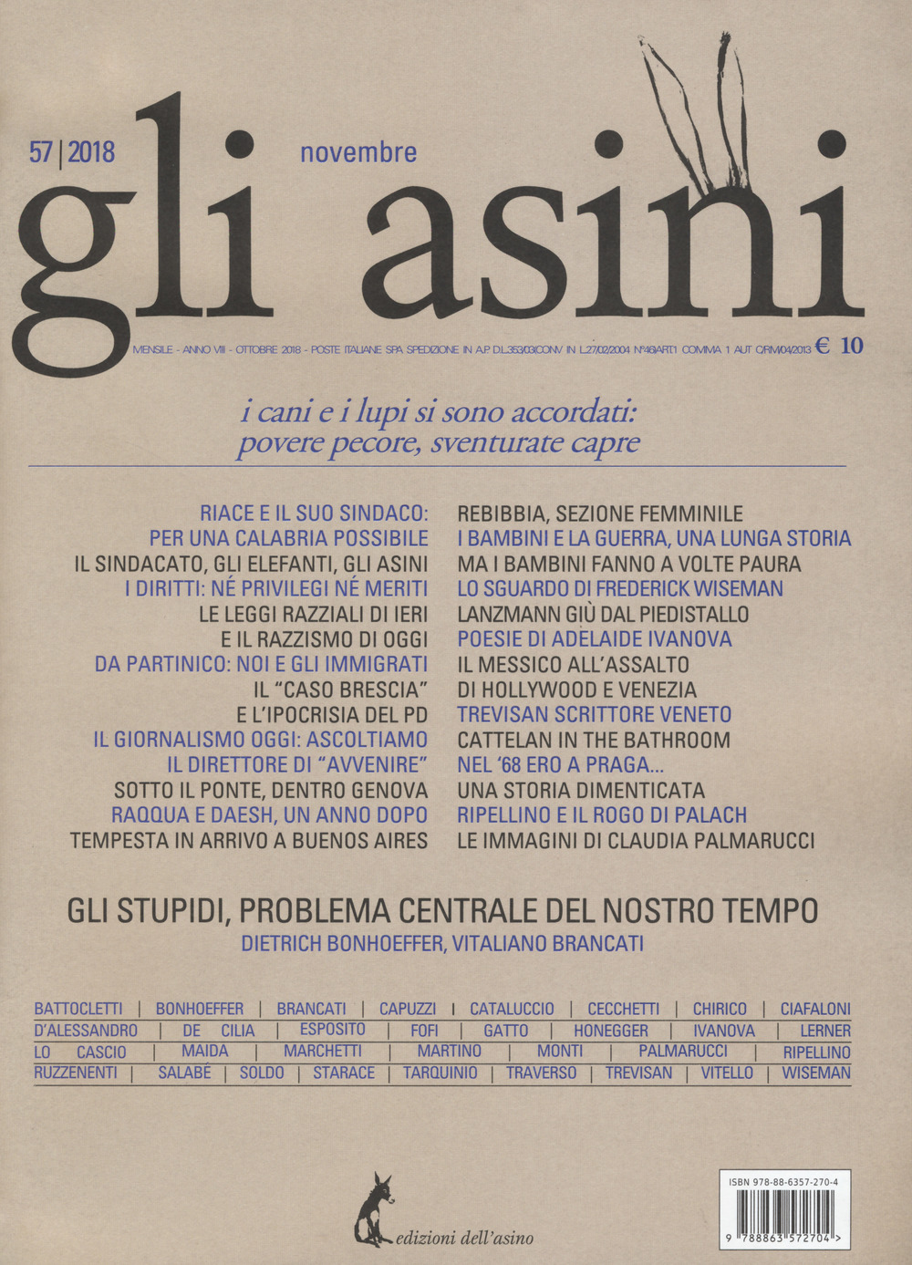 Gli asini. Rivista di educazione e intervento sociale (2018). Vol. 57