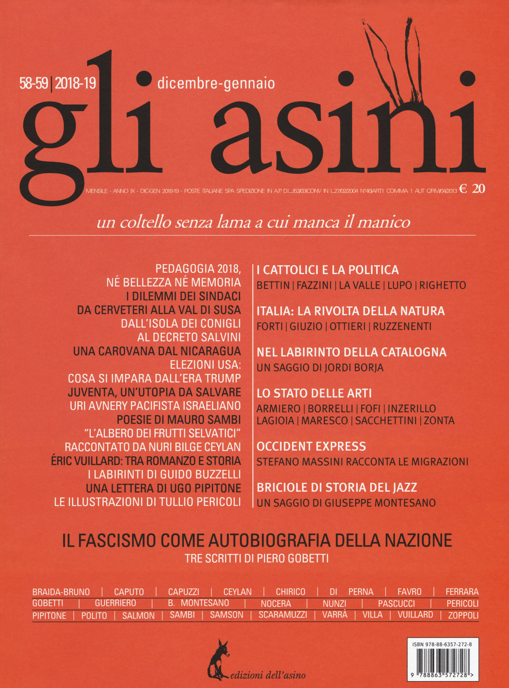 Gli asini. Rivista di educazione e intervento sociale (2018-2019). Vol. 58-59: Dicembre-gennaio