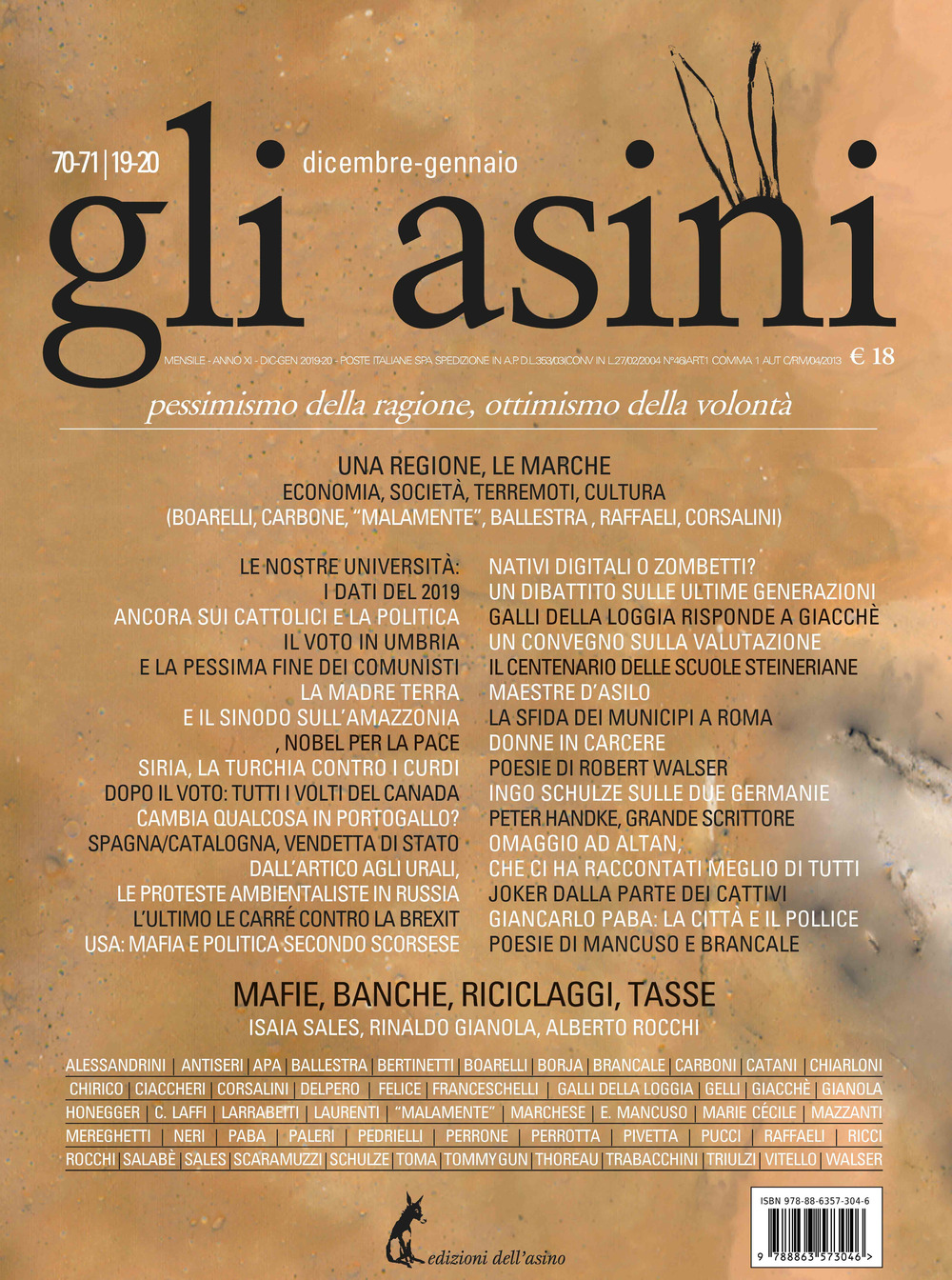 Gli asini. Rivista di educazione e intervento sociale (2019-2020). Vol. 70-71: Pessimismo della ragione, ottimismo della volontà