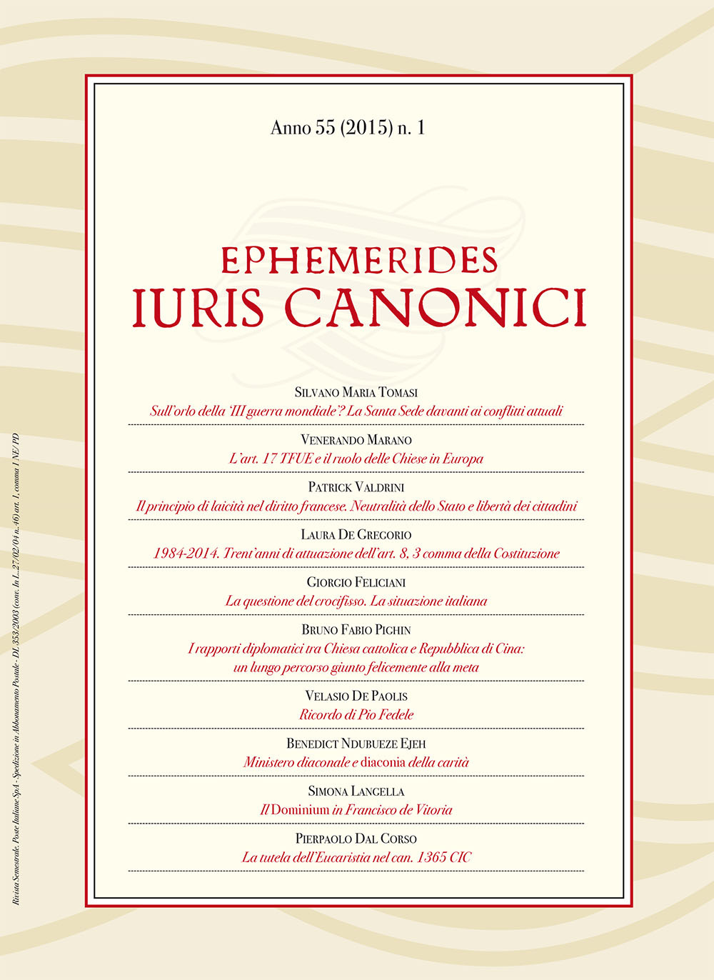 Ephemerides iuris canonici (2015). Vol. 1