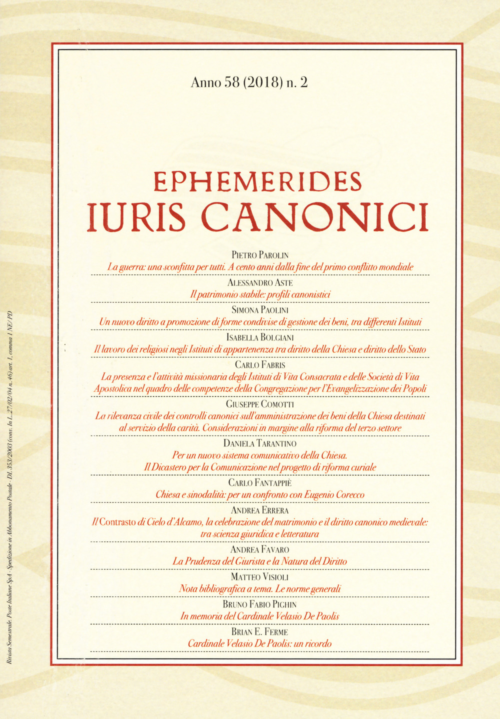 Ephemerides Iuris canonici (2018). Vol. 2