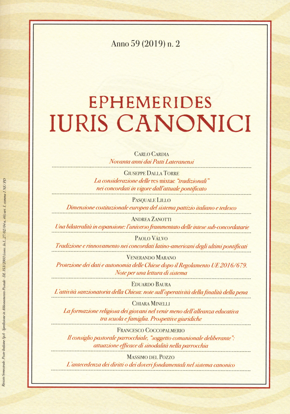 Ephemerides Iuris canonici (2019). Vol. 2