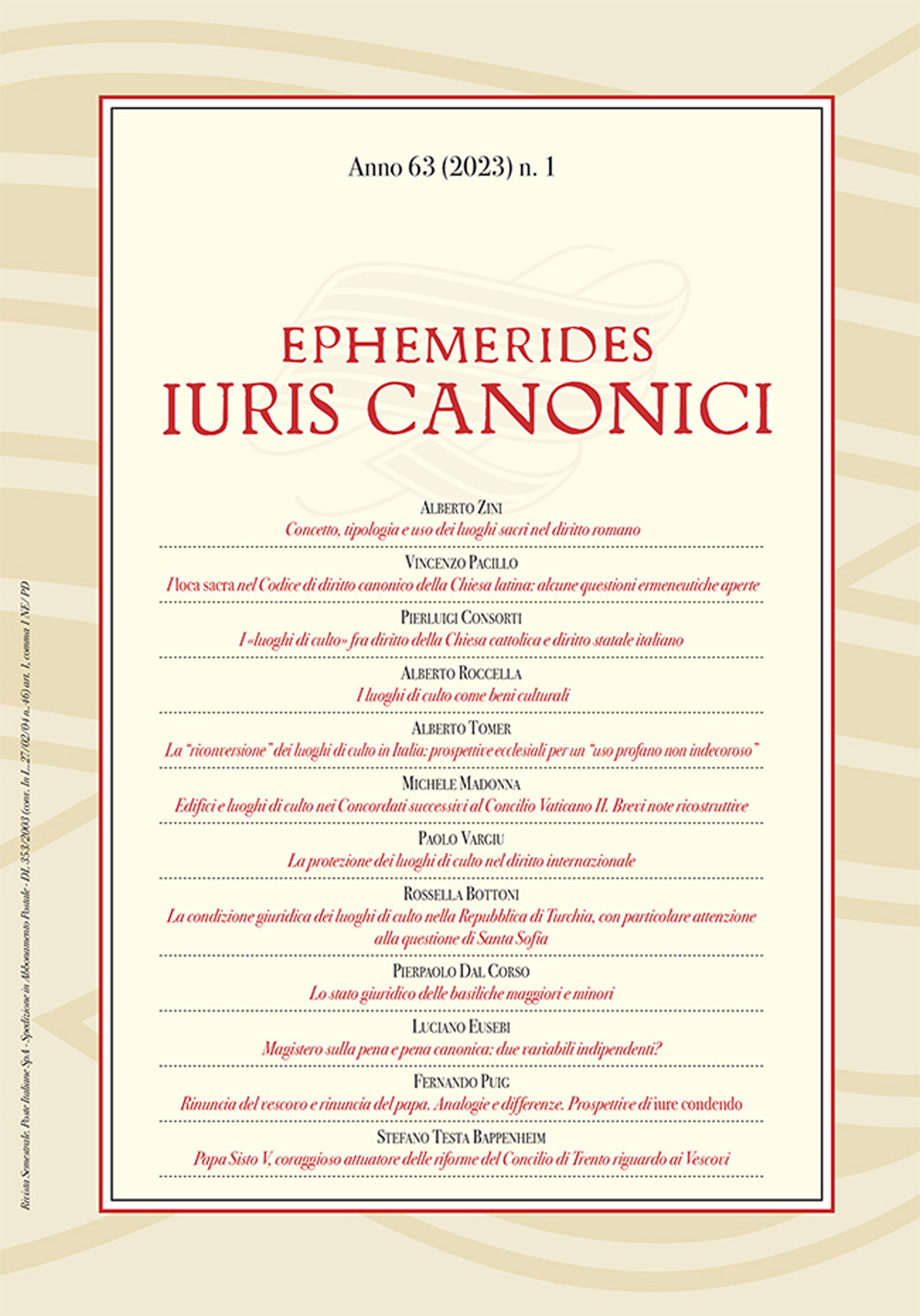 Ephemerides Iuris canonici (2023). Vol. 1