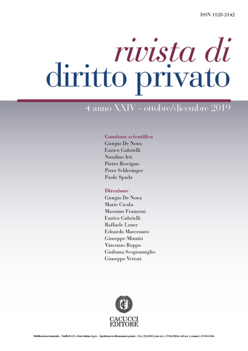 Rivista di diritto privato (2019). Nuova ediz.. Vol. 4: Ottobre-dicembre