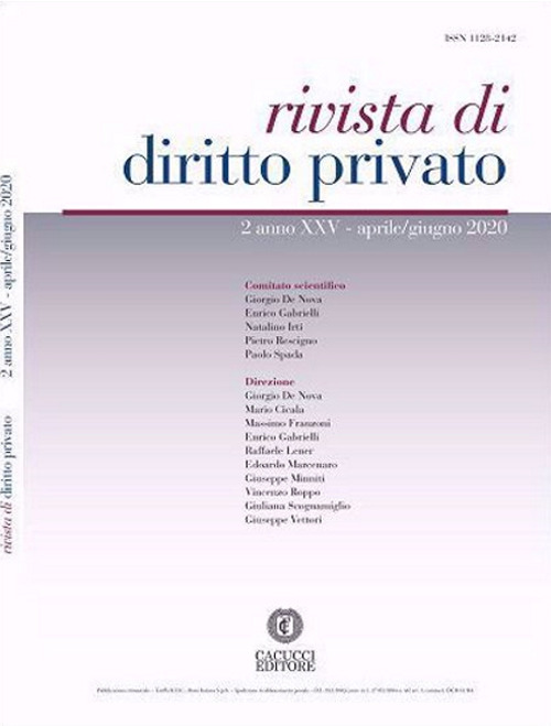 Rivista di diritto privato (2020). Vol. 2: Aprile-giugno