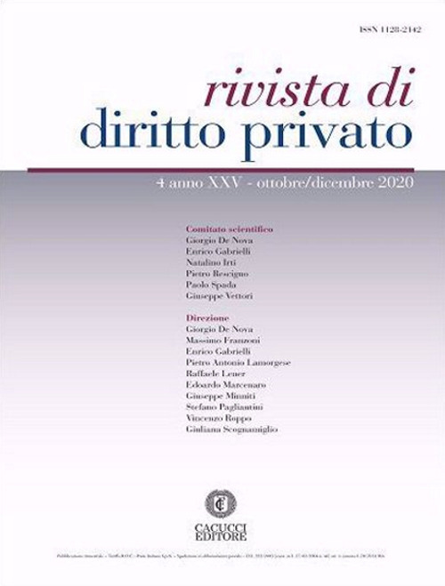 Rivista di diritto privato (2020). Nuova ediz.. Vol. 4: Ottobre-dicembre