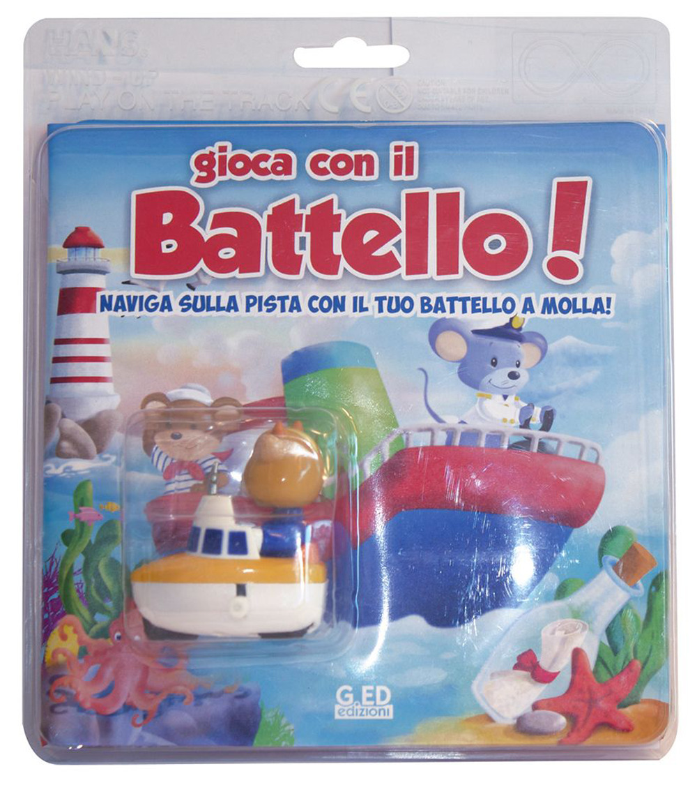 Gioca con il battello! Naviga sulla pista con il tuo battello a molla! Con gadget