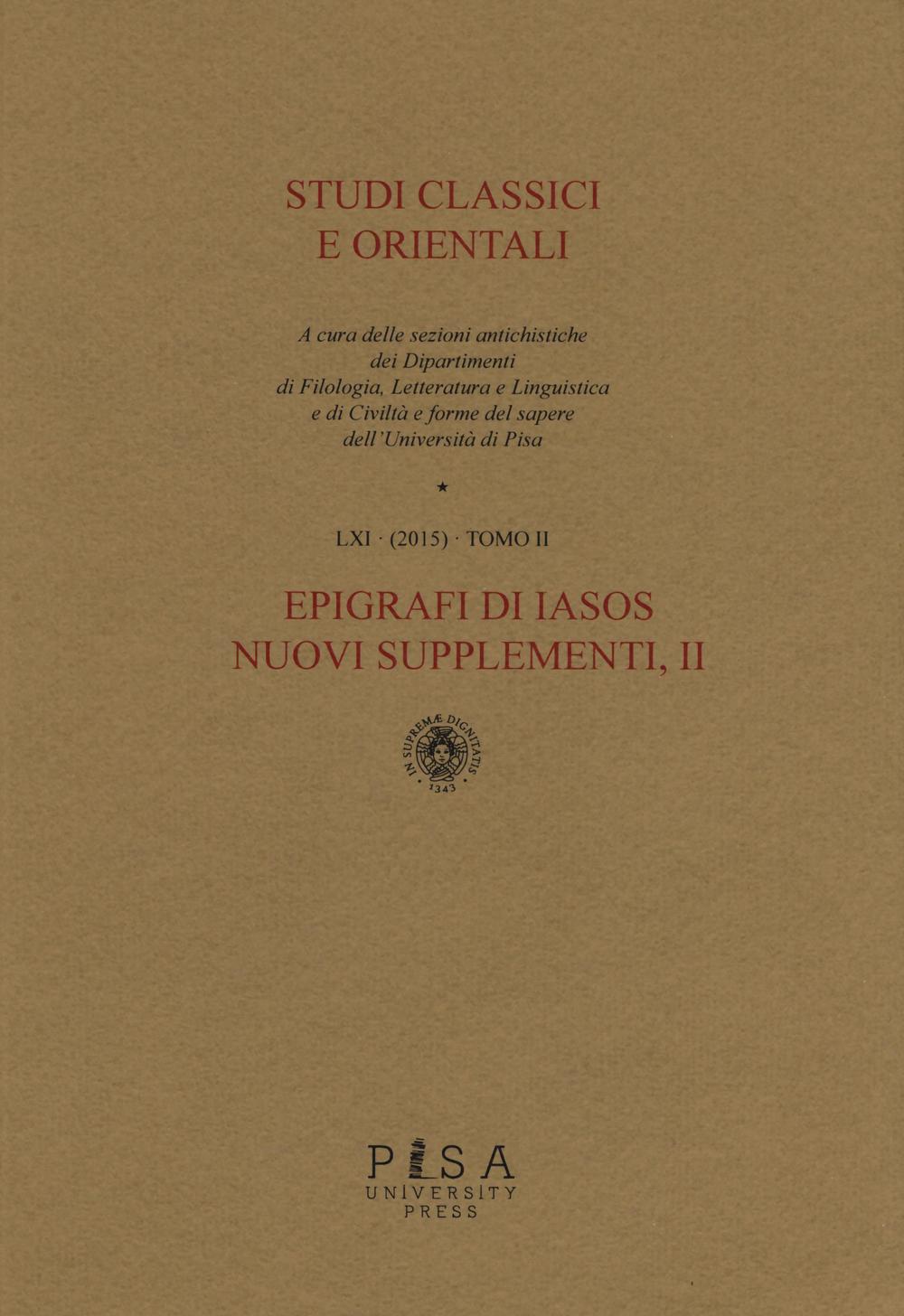 Studi classici e orientali (2015). Vol. 61/2