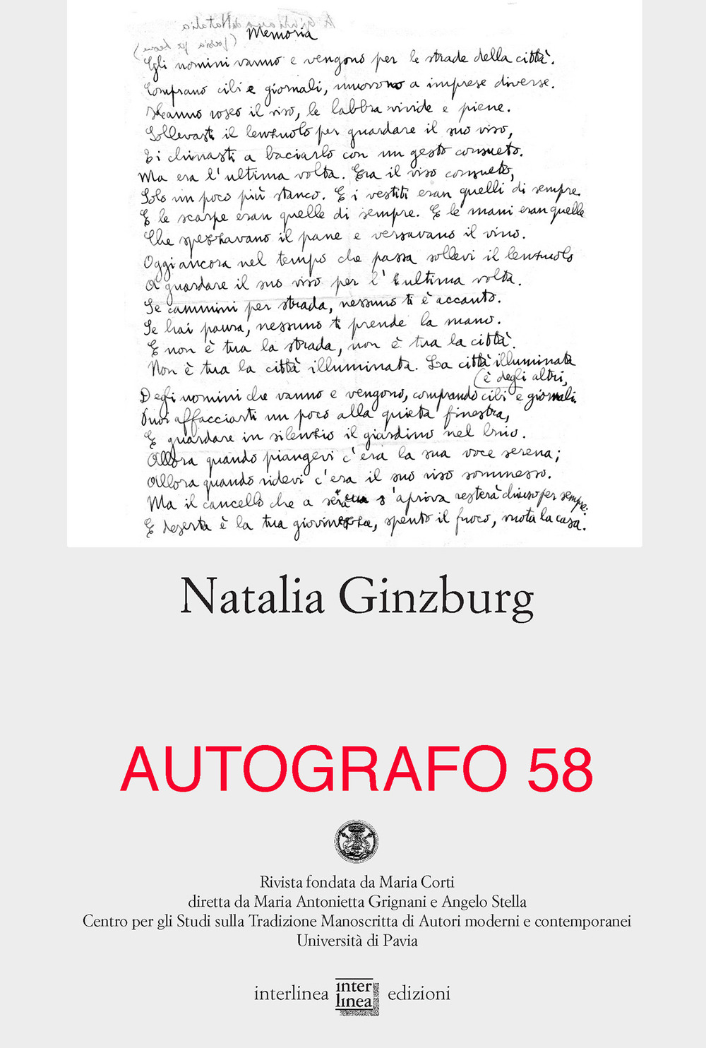 Autografo. Natalia Ginzburg (2017). Vol. 58