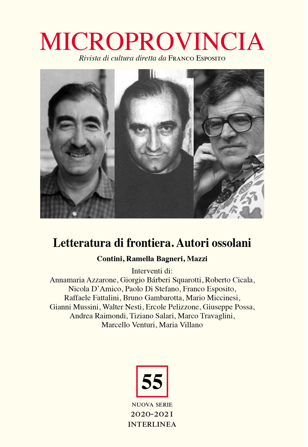 Microprovincia (2020). Vol. 55: Letteratura di frontiera. Autori ossolani. Contini, Ramella Bagneri, Mazzi