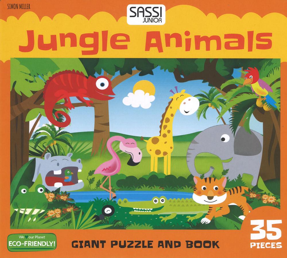 Jungle animals. Giant puzzle and book. Con puzzle