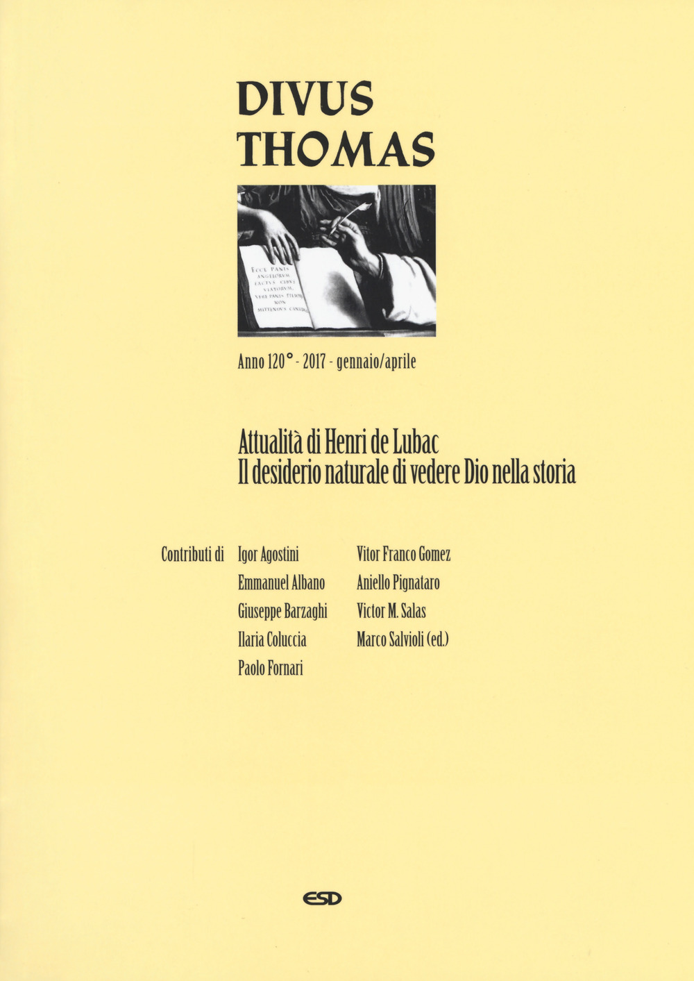 Divus Thomas (2017). Vol. 1: Attualità di Henry de Lubac. Il desiderio naturale di vedere Dio nella storia