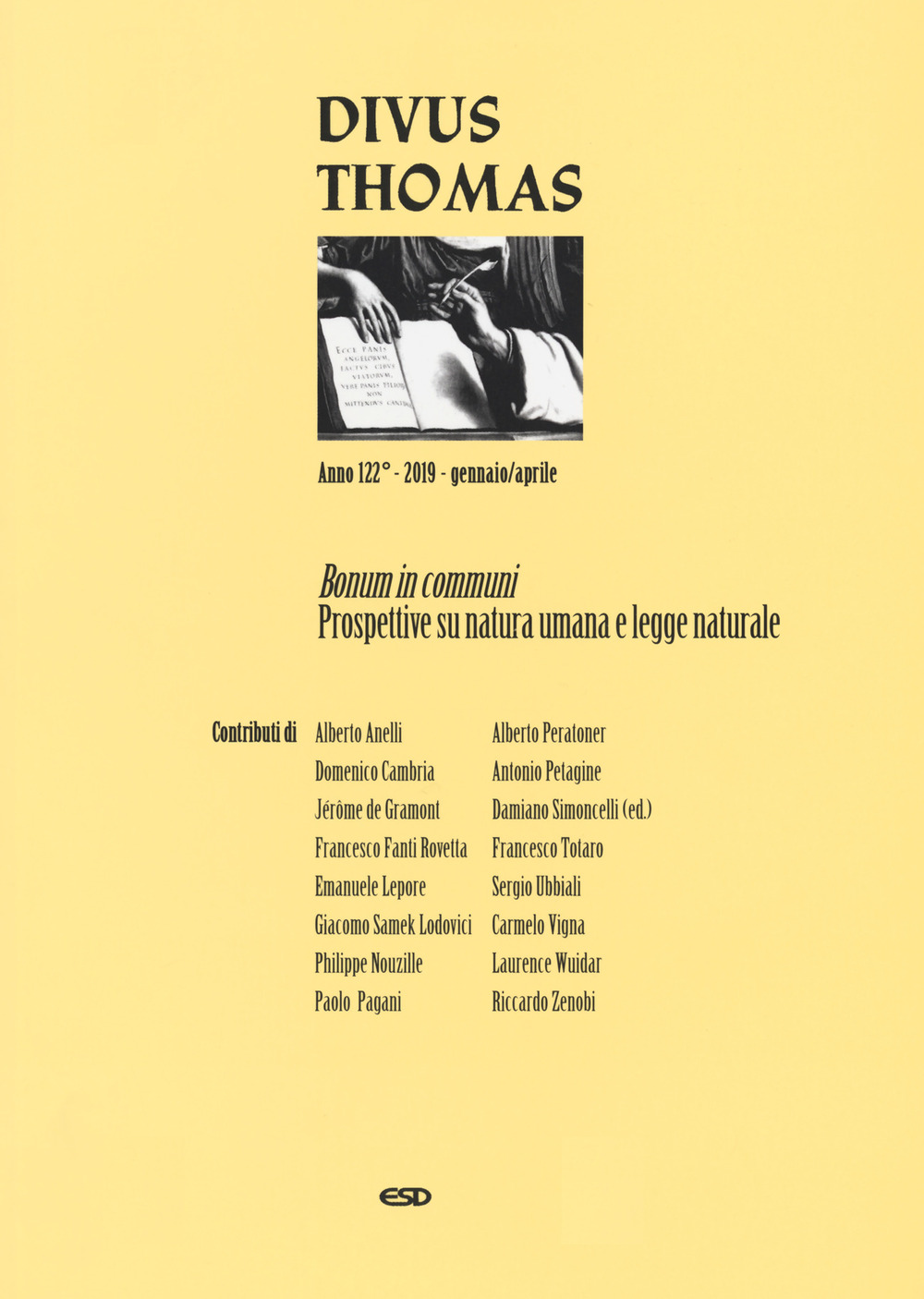 Divus Thomas (2019). Vol. 1: Bonum in communi. Prospettive su natura umana e legge naturale
