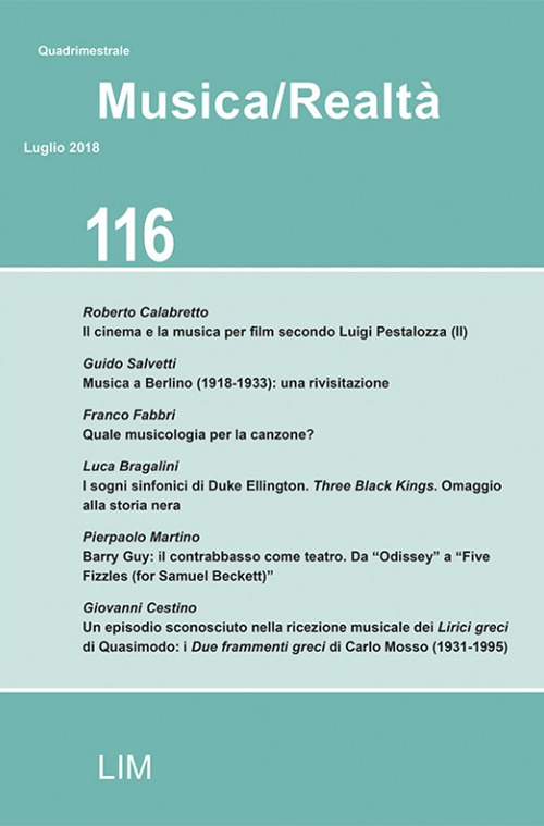 Musica/realtà (2018). Vol. 116: Luglio