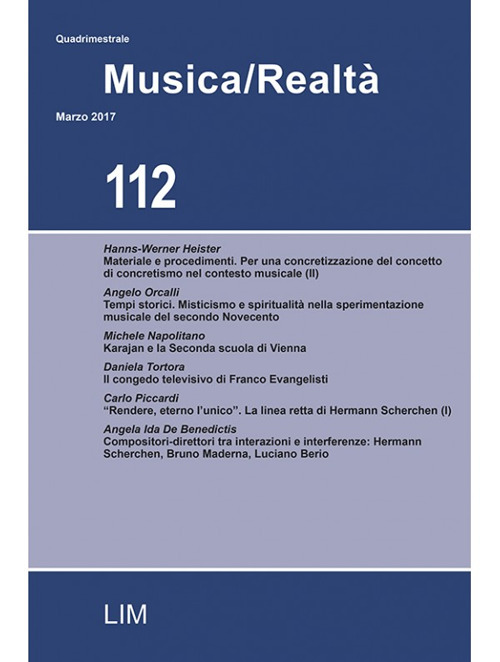Musica/realtà (2017). Vol. 112: Marzo