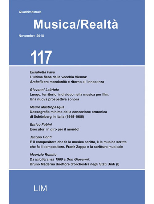 Musica/realtà (2018). Vol. 117: Novembre