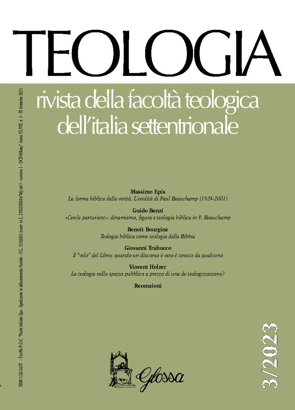 Teologia. Rivista della facoltà teologica dell'Italia settentrionale (2023). Vol. 3
